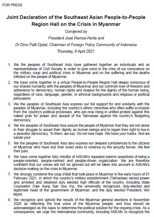 Paro Declaration Joint Declaration of the Southeast Asian People-to-People Region Hall ...